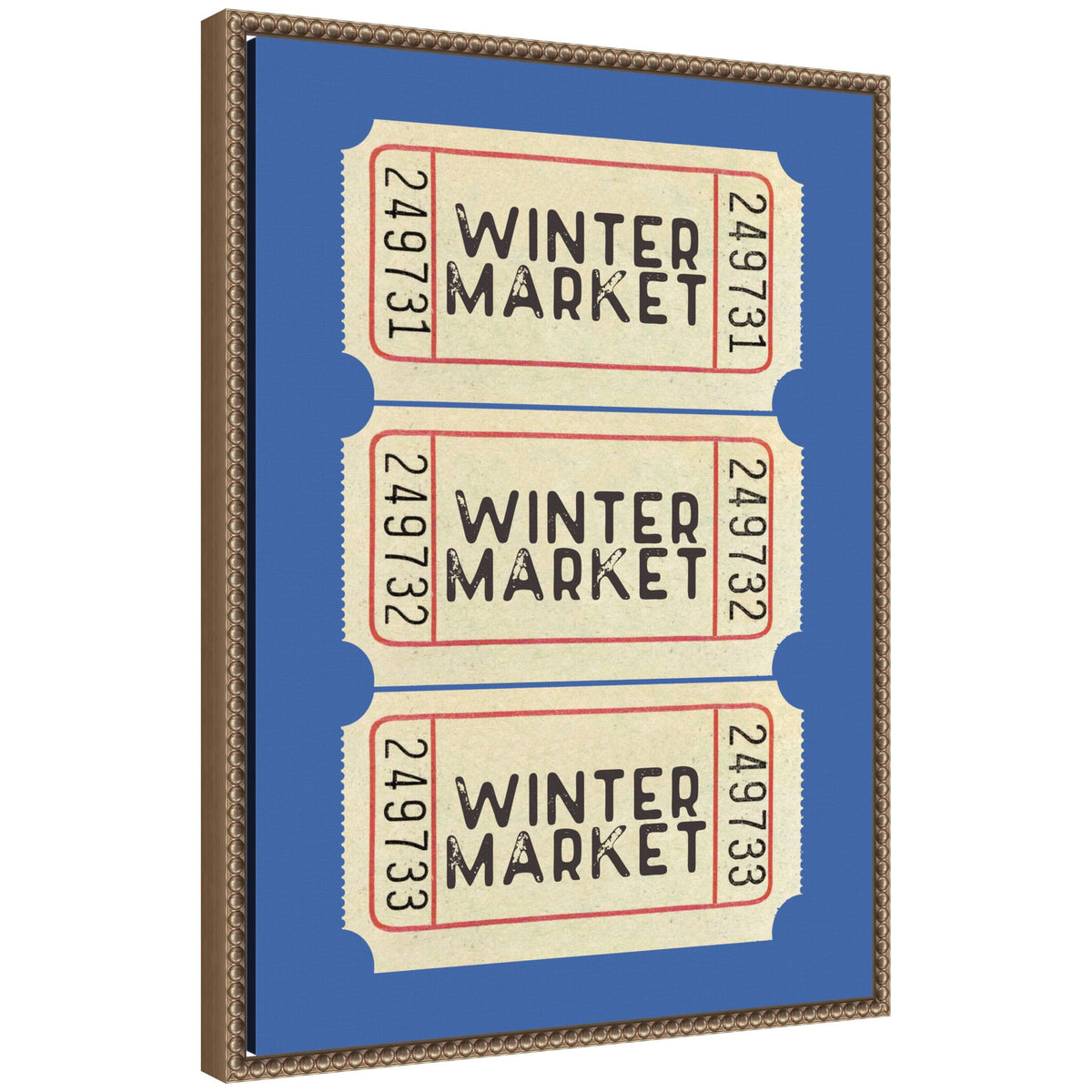 Winter Market Ticket by Kikiandnim Framed Canvas Wall Art Print