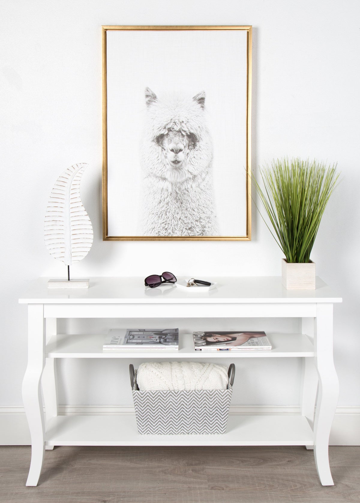 Sylvie Hairy Alpaca Framed Canvas by Simon Te of Tai Prints