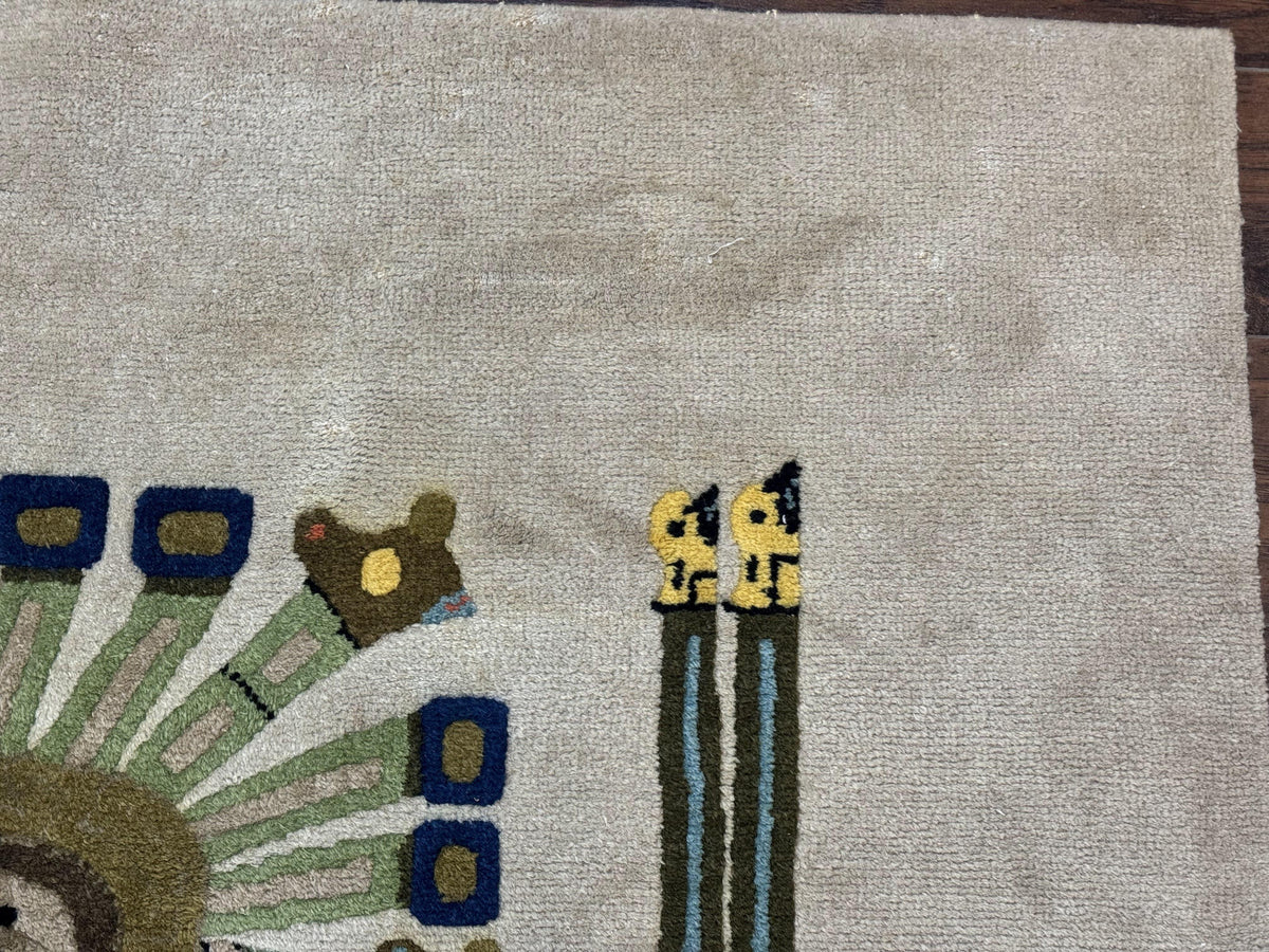 South American Rug 6x7, Unique Native American Design, Ivory, Ecuador Rug, Handmade Wool - Jewel Rugs, view 8