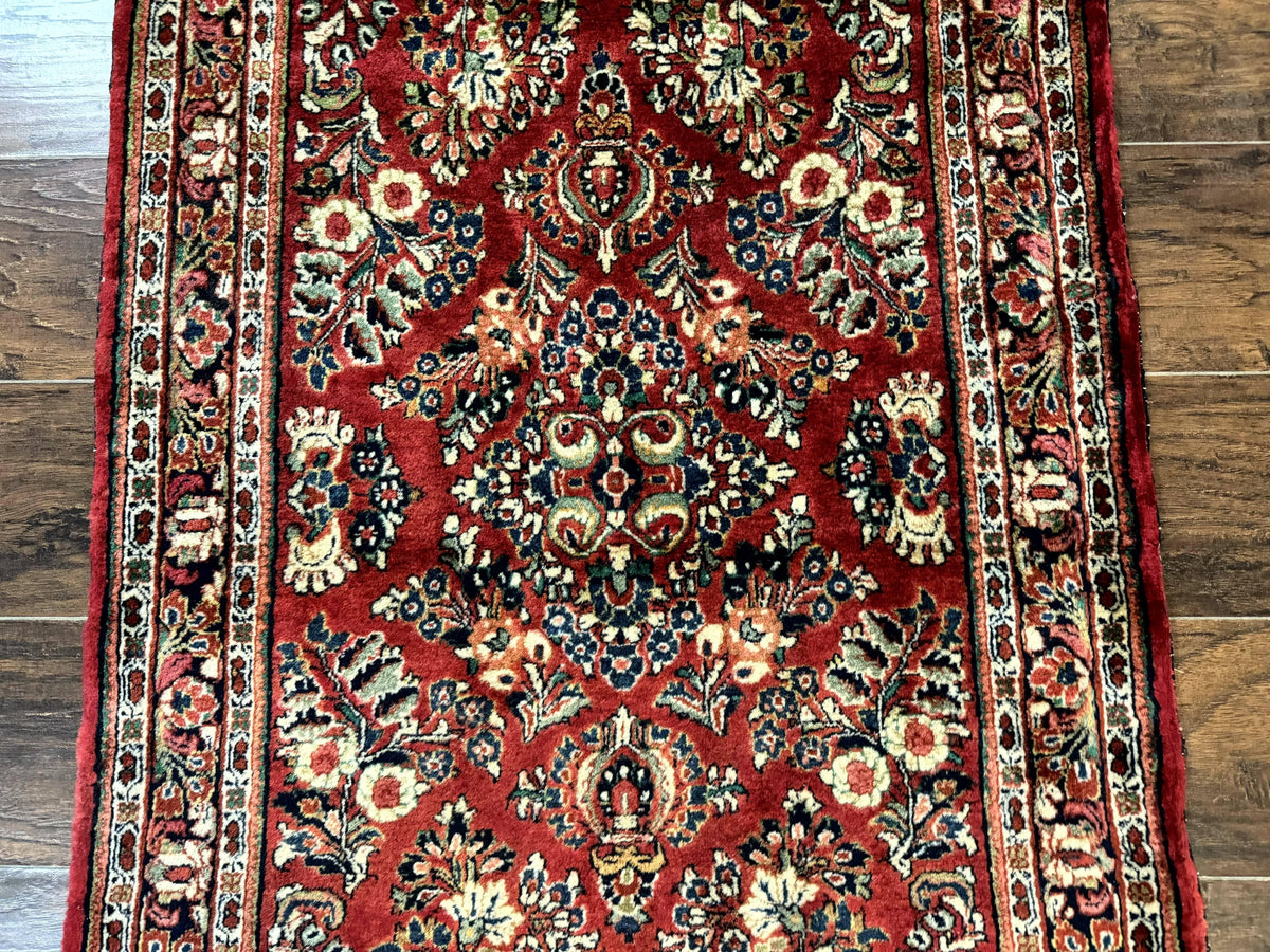 Red Persian Sarouk Rug 3 x 5.8, Antique Wool Carpet, 210 KPSI - Jewel Rugs, view 5