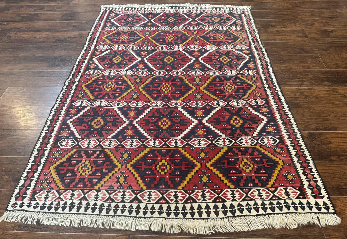 Caucasian Kilim Rug 5x7, Vintage Russian Flatweave Kilim Carpet, Tribal Bohemian Kilim Rug - Jewel Rugs, view 2