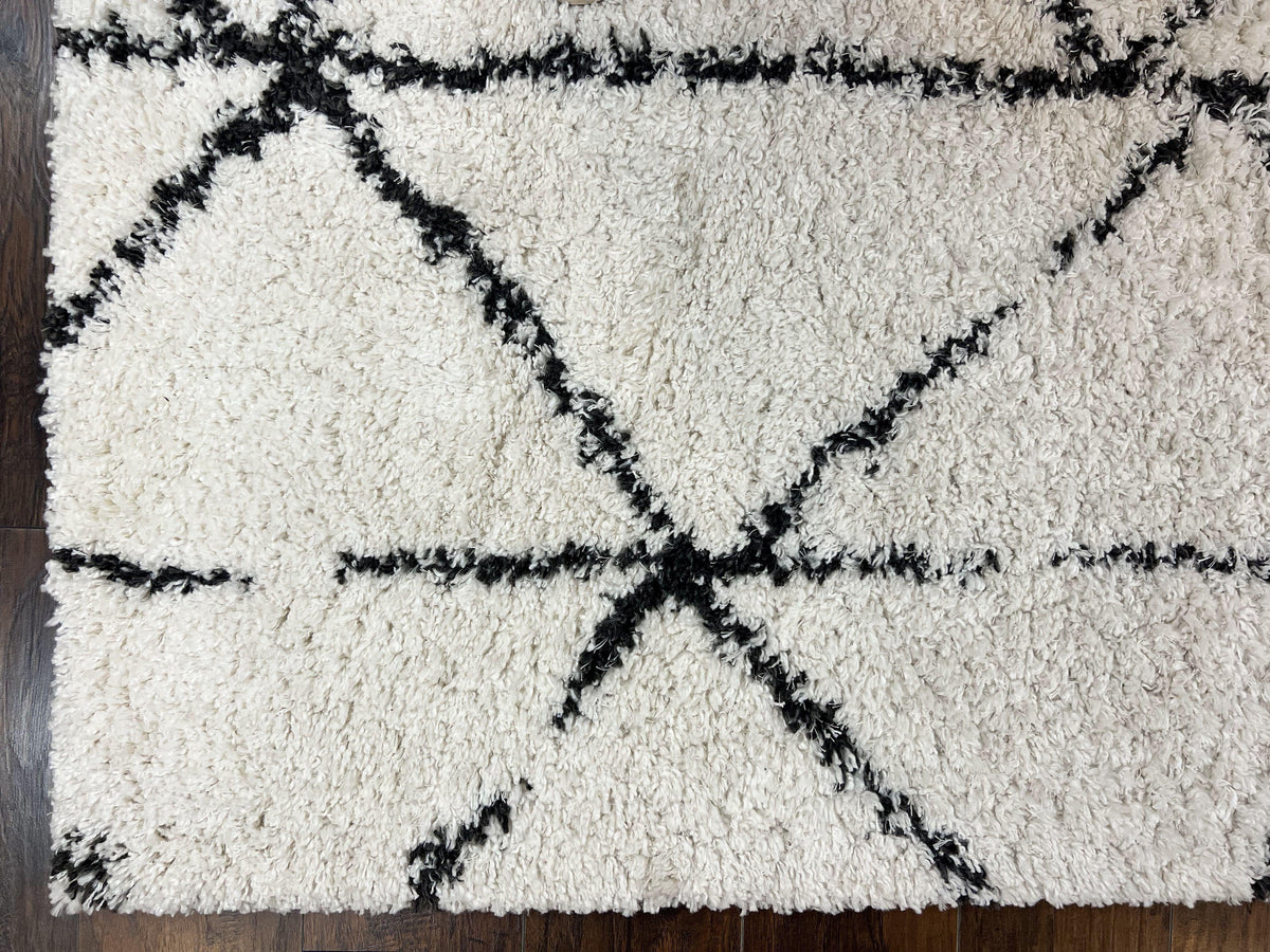 Modern Shag Rug 5x7, Ivory and Black Area Rug 5 x 7 ft - Jewel Rugs, view 9