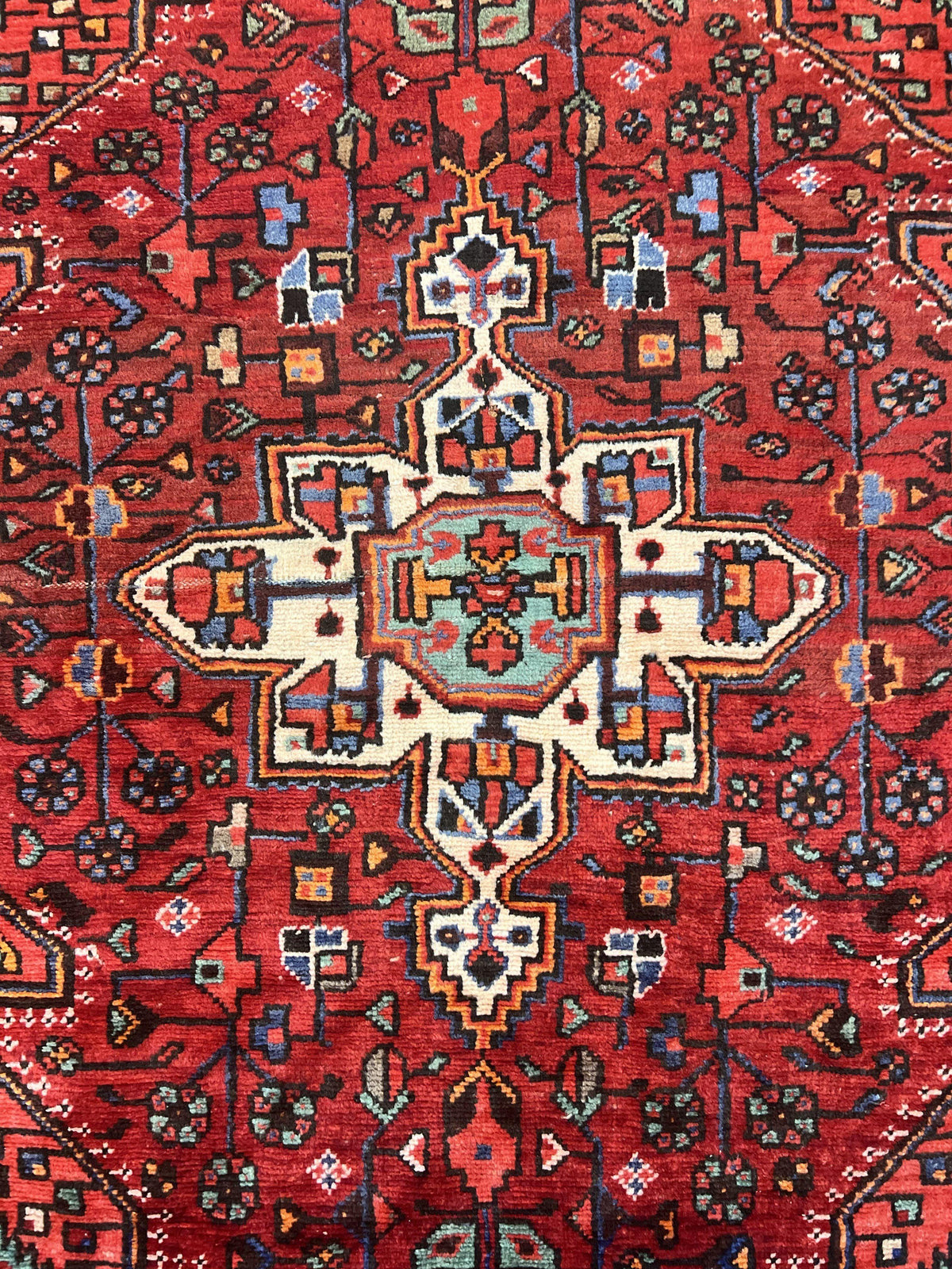 Antique Persian Tribal Rug 4x7, Red, Geometric Medallion, Handmade, Wool, Persian Zanjan Rug - Jewel Rugs, view 5