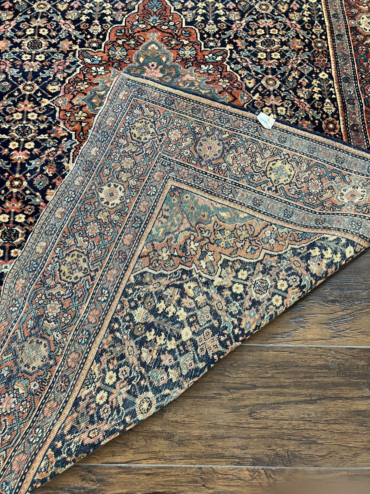 Persian Rug 4x7 Antique Sarouk Farahan Carpet, Navy Blue and Red Wool Rug - Jewel Rugs, view 11