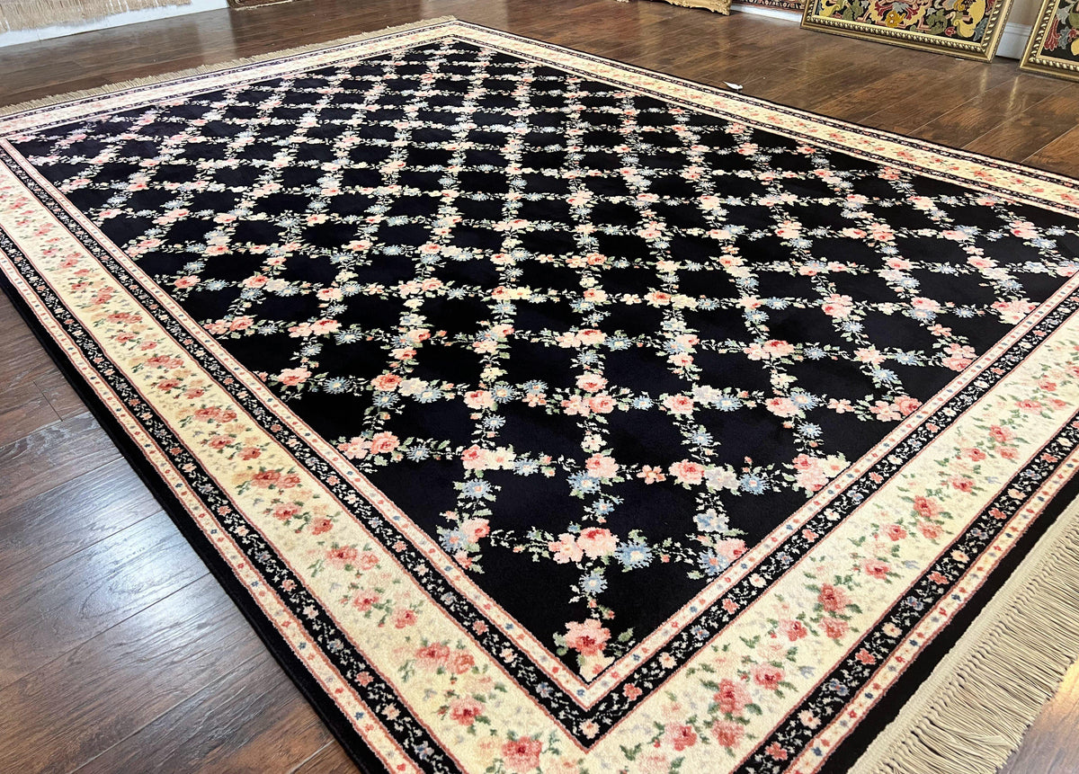Karastan Rug 8.8 x 12, Garden of Eden #509/1270, Ebony Trellis, Vintage Discontinued Wool Pile Karastan Carpet - Jewel Rugs, view 13
