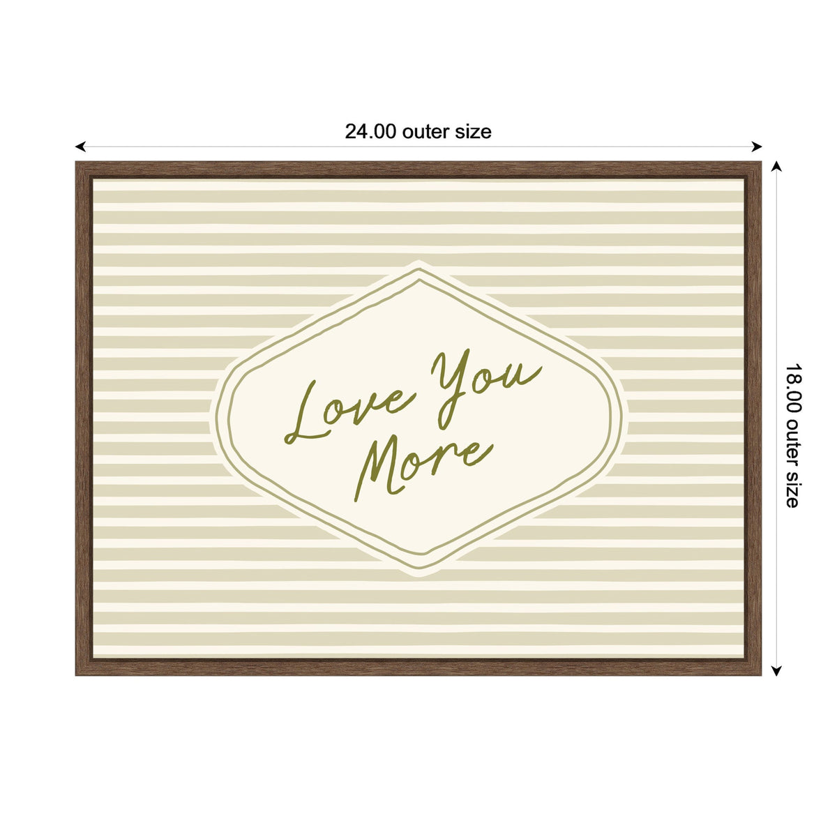 Retro Love You More Sage Green Striped by Lucky Guava Framed Canvas Wall Art Print