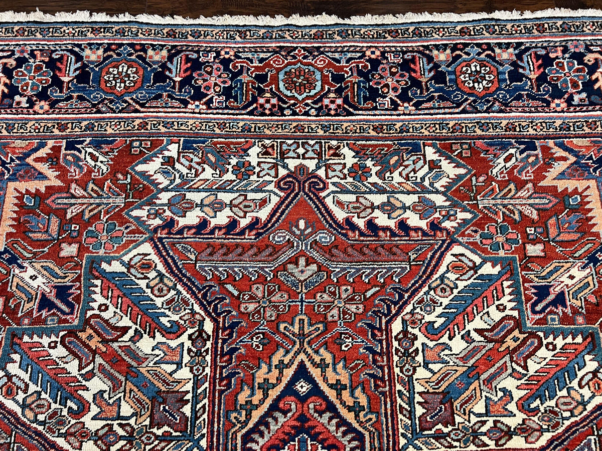 Antique Persian Heriz Rug – 11x16 Palace Size, Geometric Medallion, 1920s - Jewel Rugs, view 3