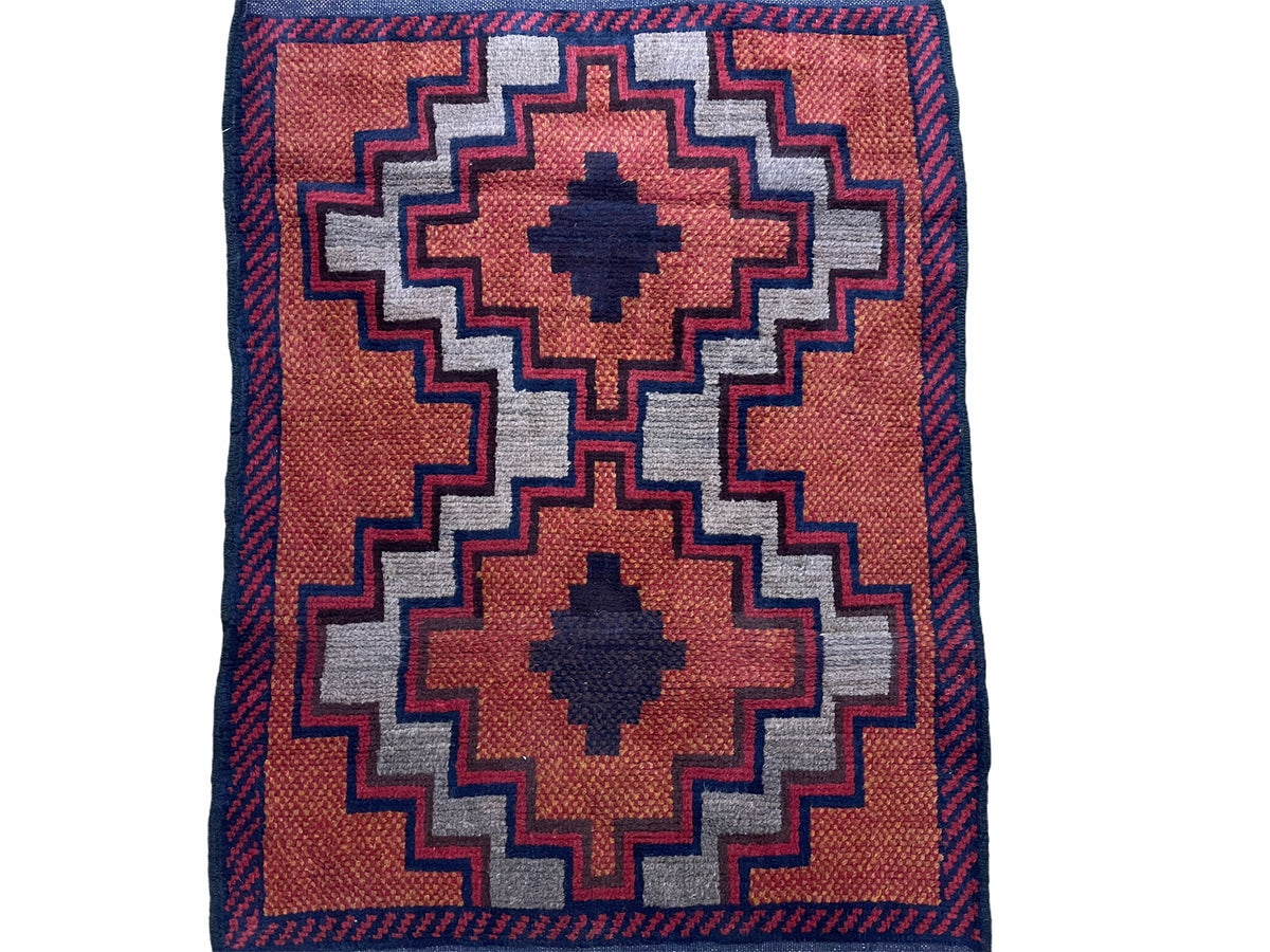 3X5 Vintage Handmade Tribal Wool Rug Balouchi Rug Afghan Rug Red 2' 8" X 4' 8" - Jewel Rugs, view 3