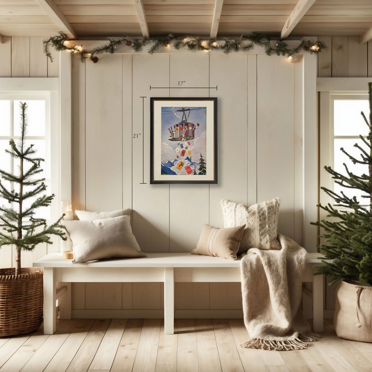 Ski Lift Gift Drop Print in Beaded Gold and Black Frame - Antique Curiosities, view 2