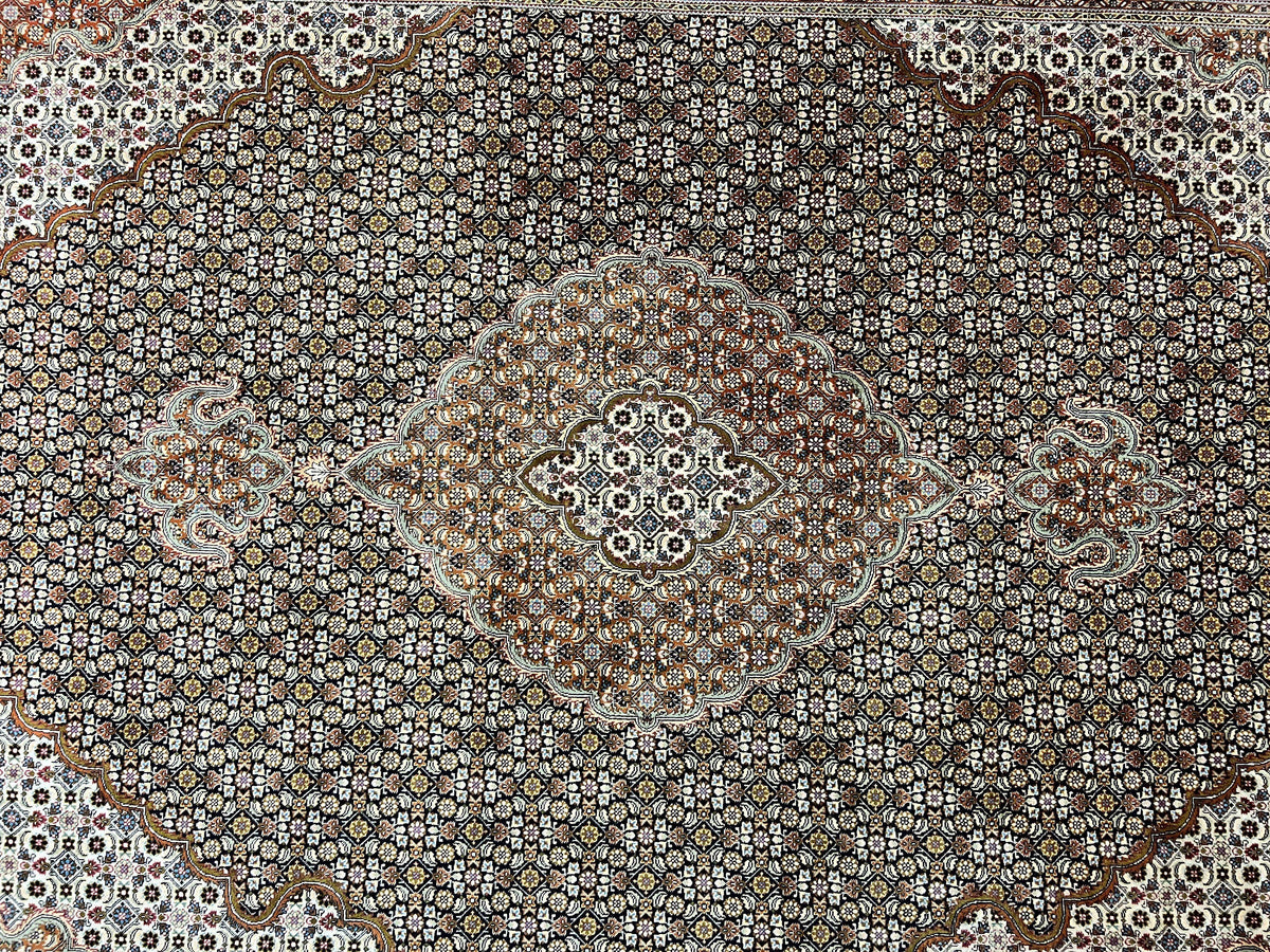 Wonderful Persian Tabriz Rug 7x10 ft, Very Fine 50 Raj 350 KPSI Oriental Carpet, Herati Mahi Pattern, Authentic Hand Knotted Handmade Wool Vintage - Jewel Rugs, view 4