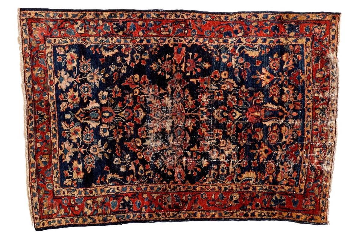 3.5x5 Vintage Distressed Fine Bibikabad Rug