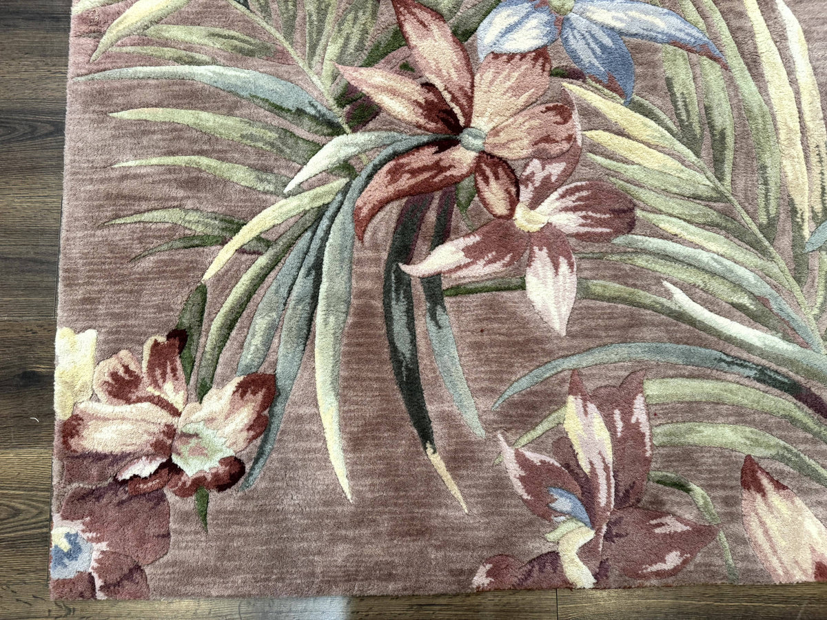 Hand Tufted Floral Rug 5x8, Light Rose Wool Carpet - Jewel Rugs, view 9