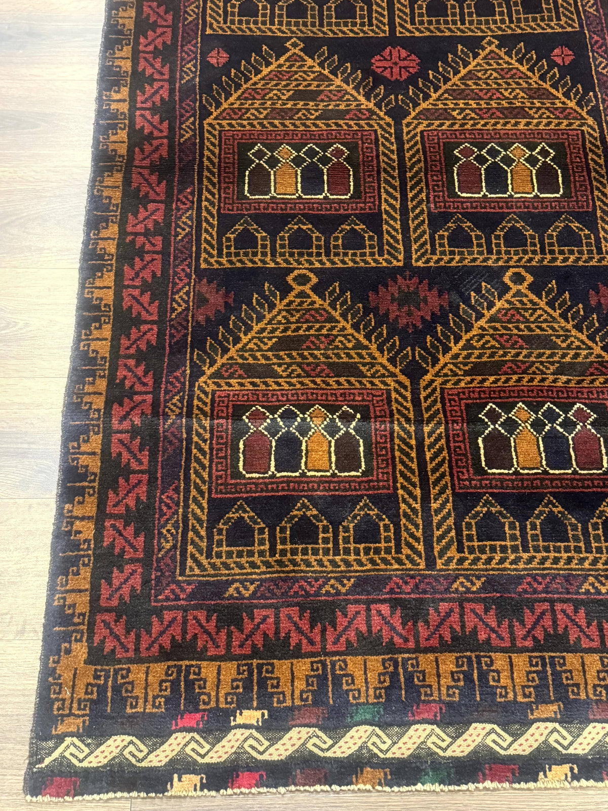 Afghan Rug 3x7, Navy Blue, Tribal Rug, Balouch Carpet, New - Jewel Rugs, view 8