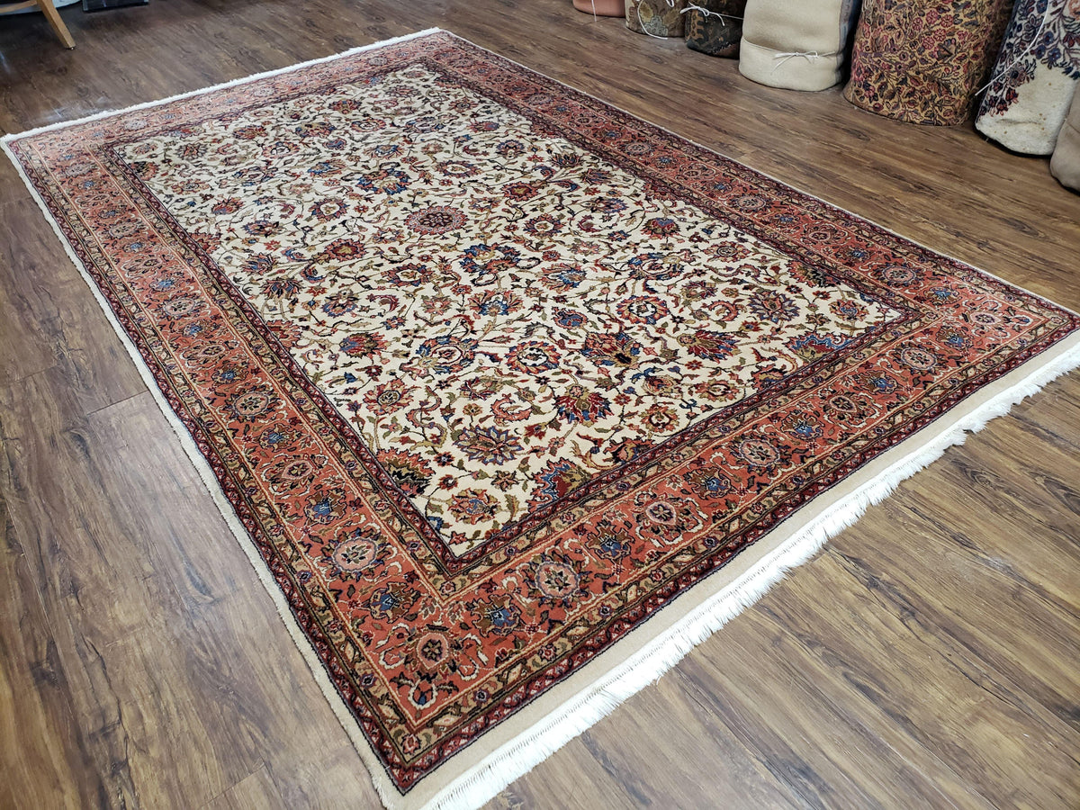 6x9 Top Quality Handmade Wool Area Rug Floral Allover Carpet Veg Dyes Beige - Jewel Rugs, view 11