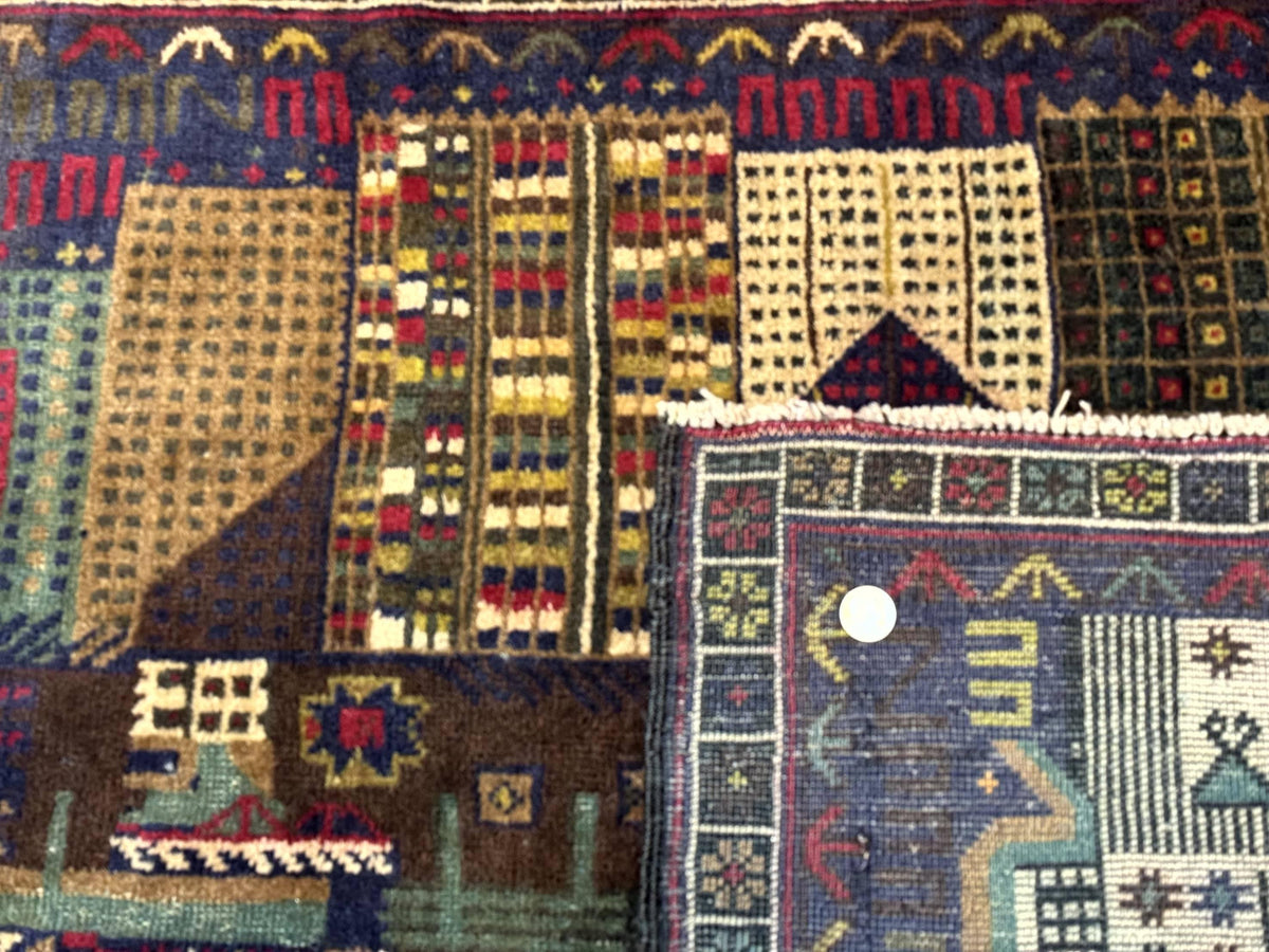 Balouch Rug 3x5, Afghan Carpet, City Pictorial - Jewel Rugs, view 10