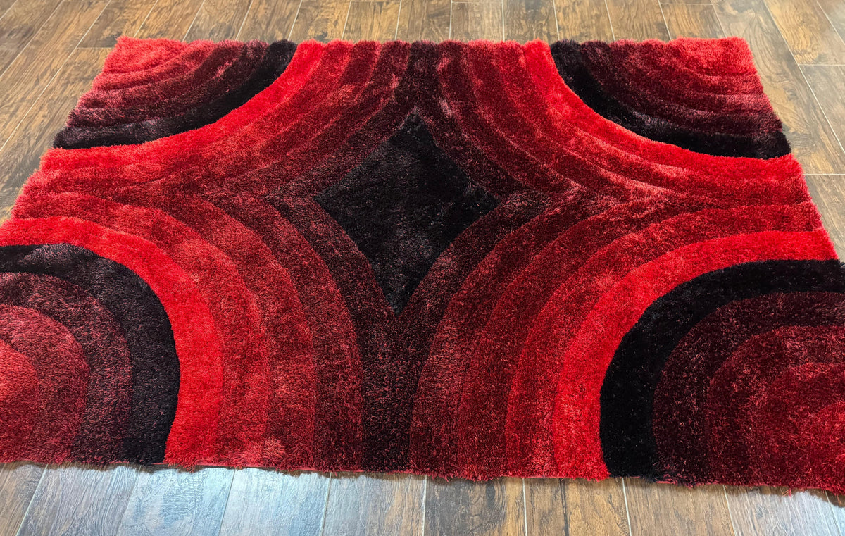 Red and Black Shag Rug 5x7, Pair A - Jewel Rugs, view 12