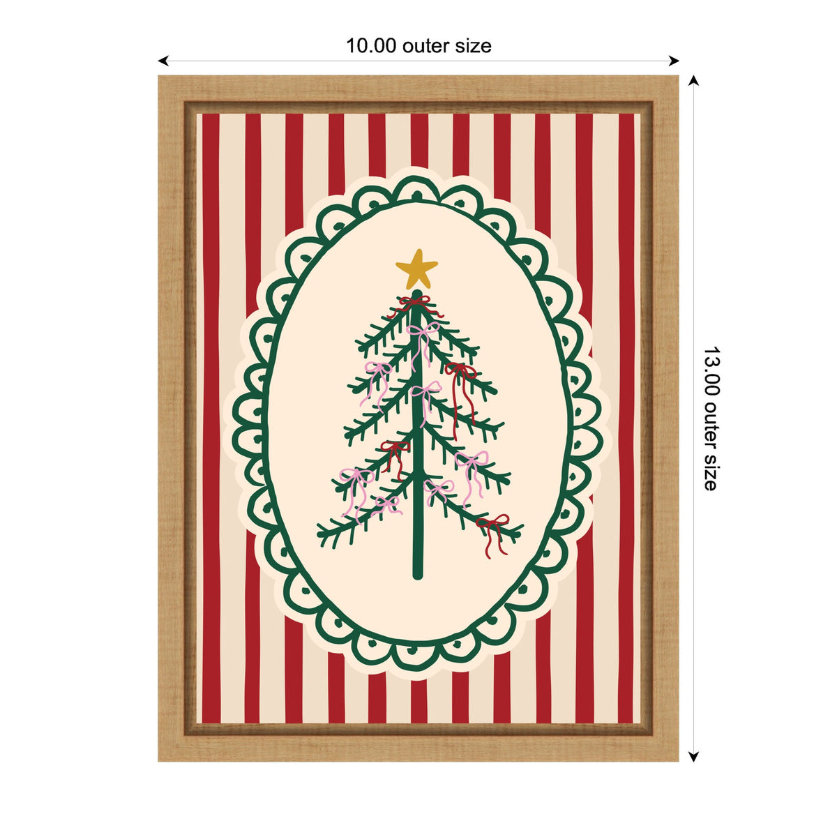 Retro Striped Christmas Tree by Lucky Guava Framed Canvas Wall Art Print