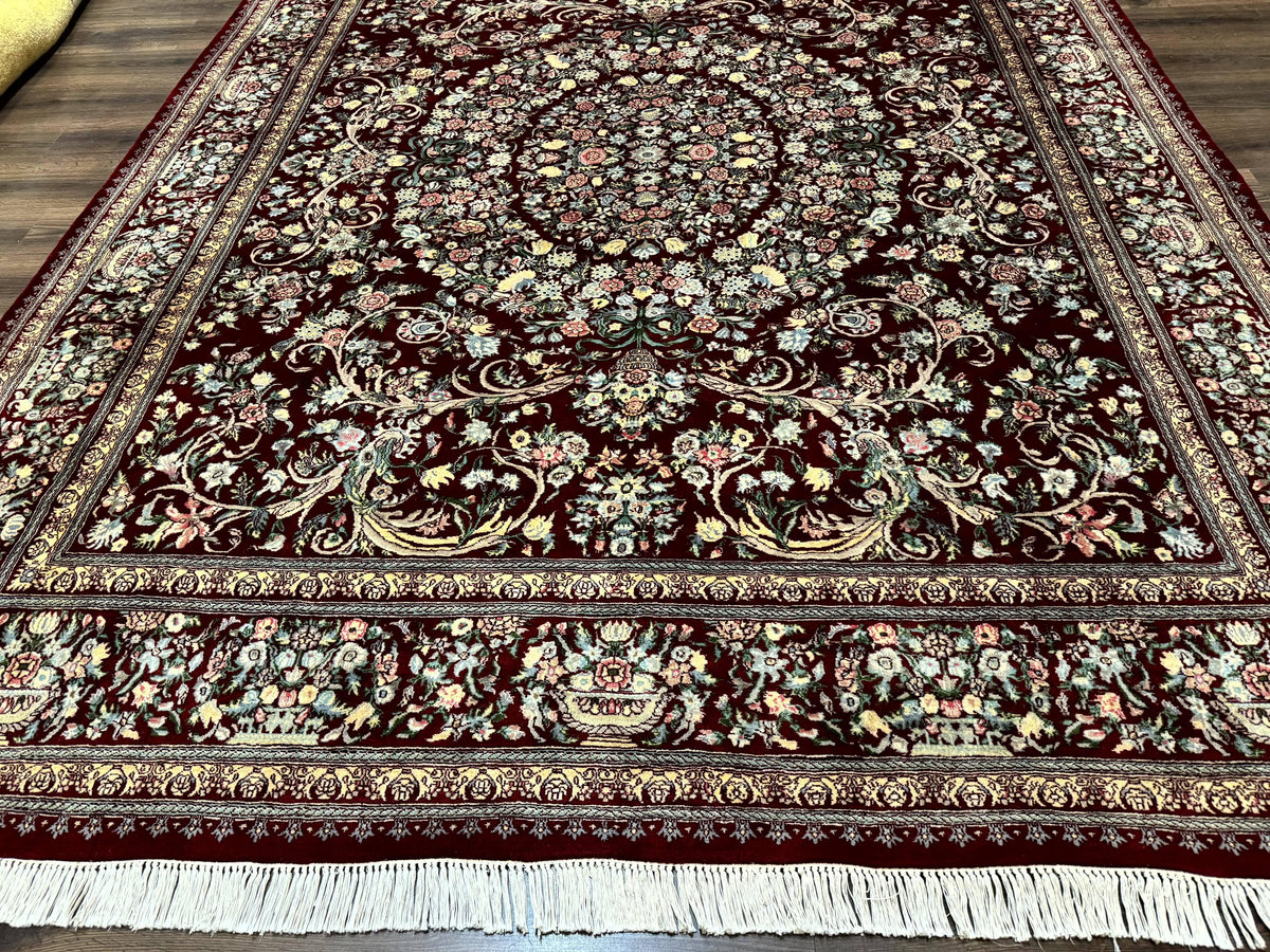 Burgundy Persian Rug 8x10, Pak Persian Floral Carpet, Very Fine 300 KPSI - Jewel Rugs, view 5