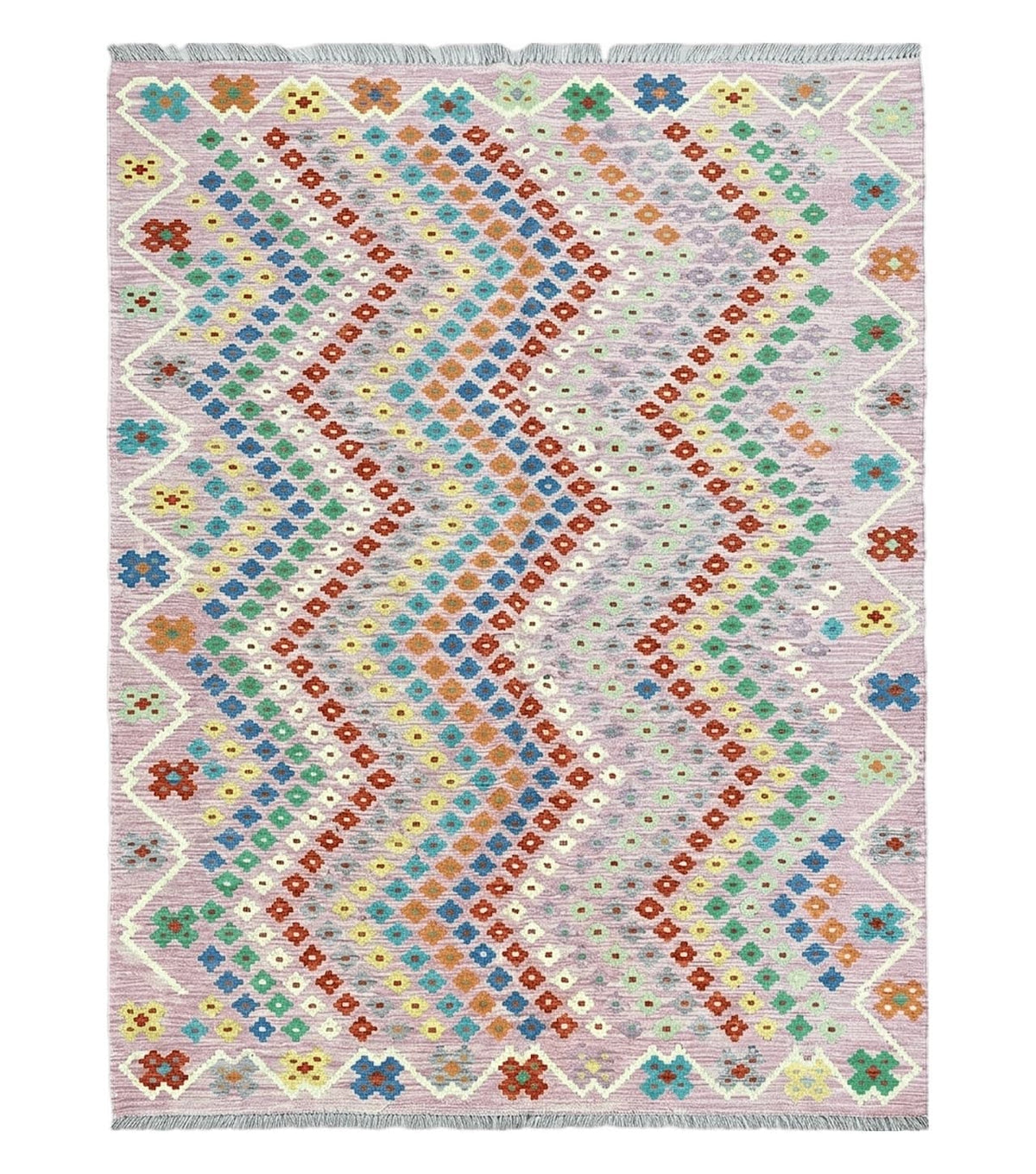 Pink Kilim Rug 6x8 Colorful Turkish Kilim Rug 6 x 8 Flat Weave Kilim Playful Kilim Multicolor Anatolian Chobi New Kilim - Jewel Rugs