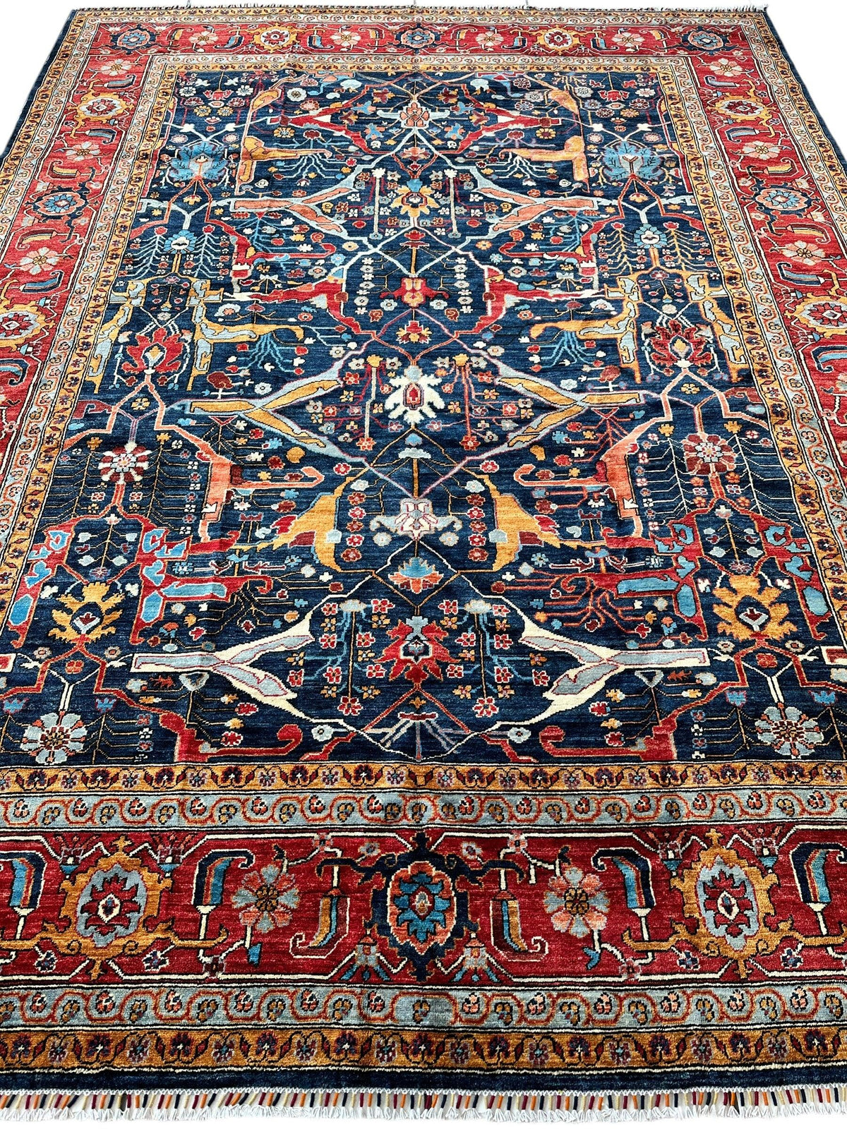 Afghan Bidjar Rug 9x12 | Navy, Red & Gold | Hand-Knotted Wool - Rugistan, view 3