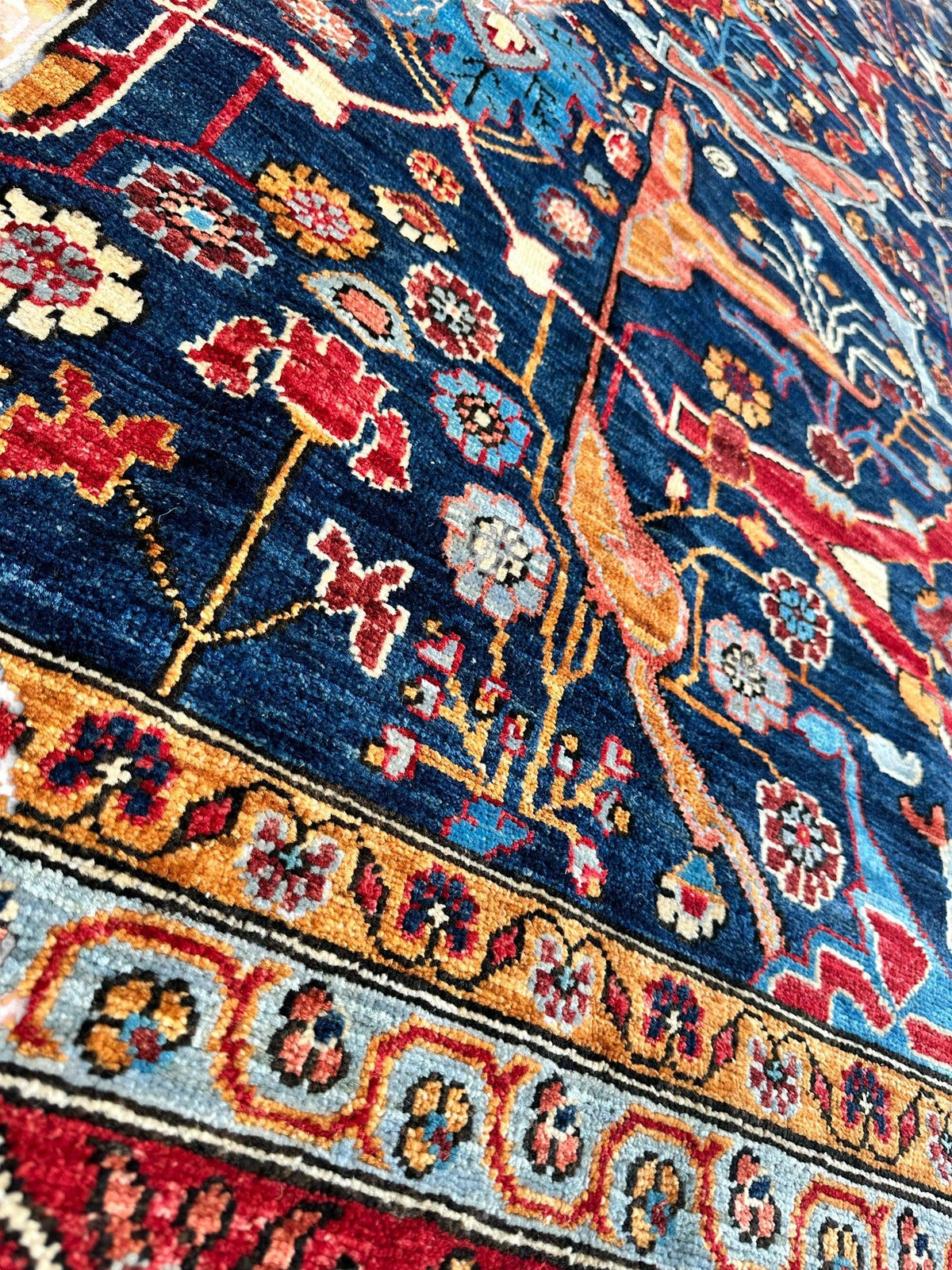 Afghan Bidjar Rug 9x12 | Navy, Red & Gold | Hand-Knotted Wool - Rugistan, view 4