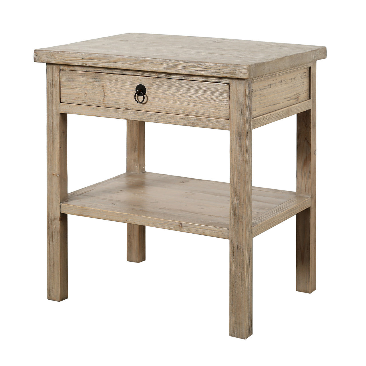 One Drawer Side Table Weathered Natural image