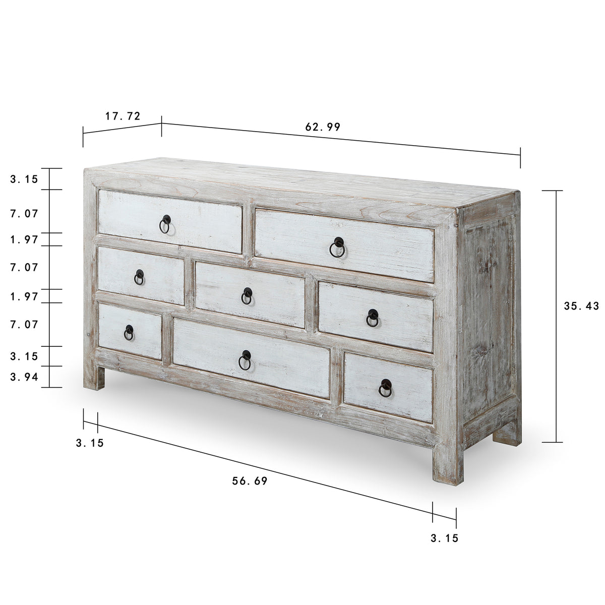Amalfi Two Tones Chest of Drawers Antique off white 63x18x35