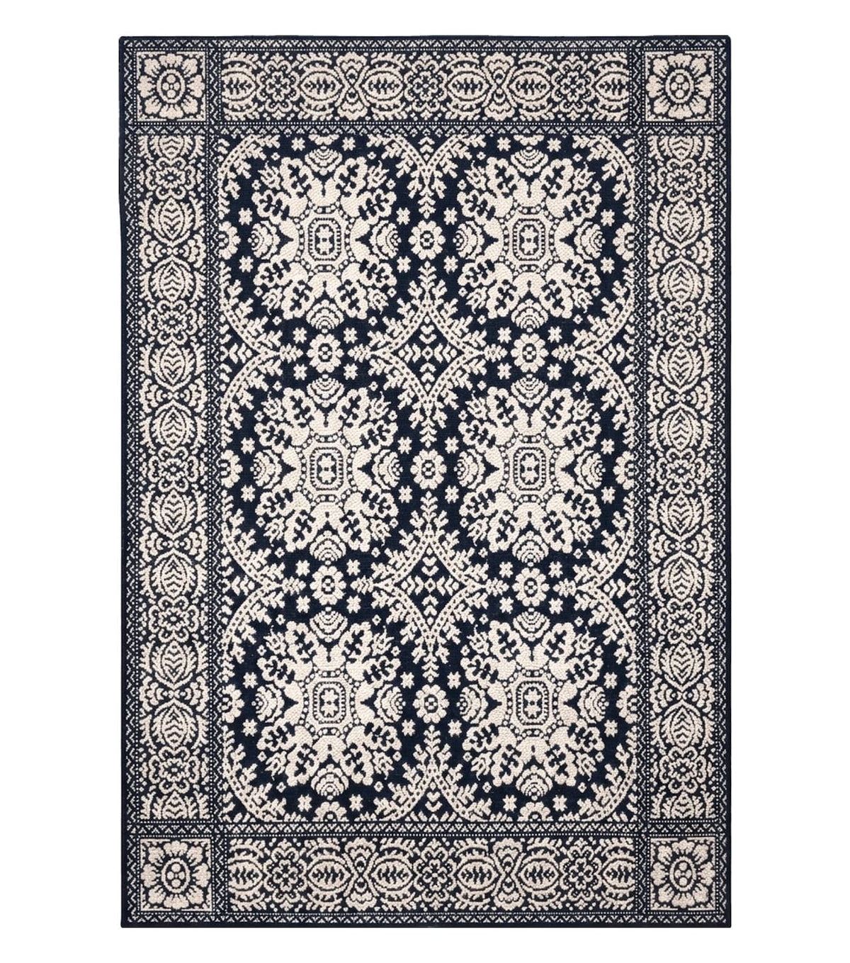4x6 Power-Loomed Rug Dark Navy Blue & Ivory Oriental Carpet Nice - Jewel Rugs