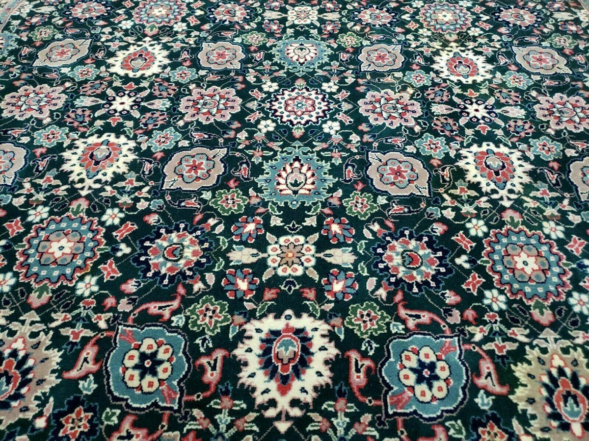 8' X 10' Handmade Indian Oriental Wool Rug Carpet Organic Dye Forest Green Nice - Jewel Rugs, view 12