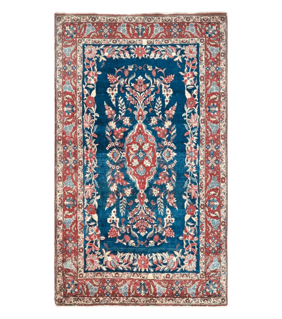 4' X 7' Vintage Handmade Turkish Wool Rug Flowers Birds Tree Of Life Blue Red - Jewel Rugs