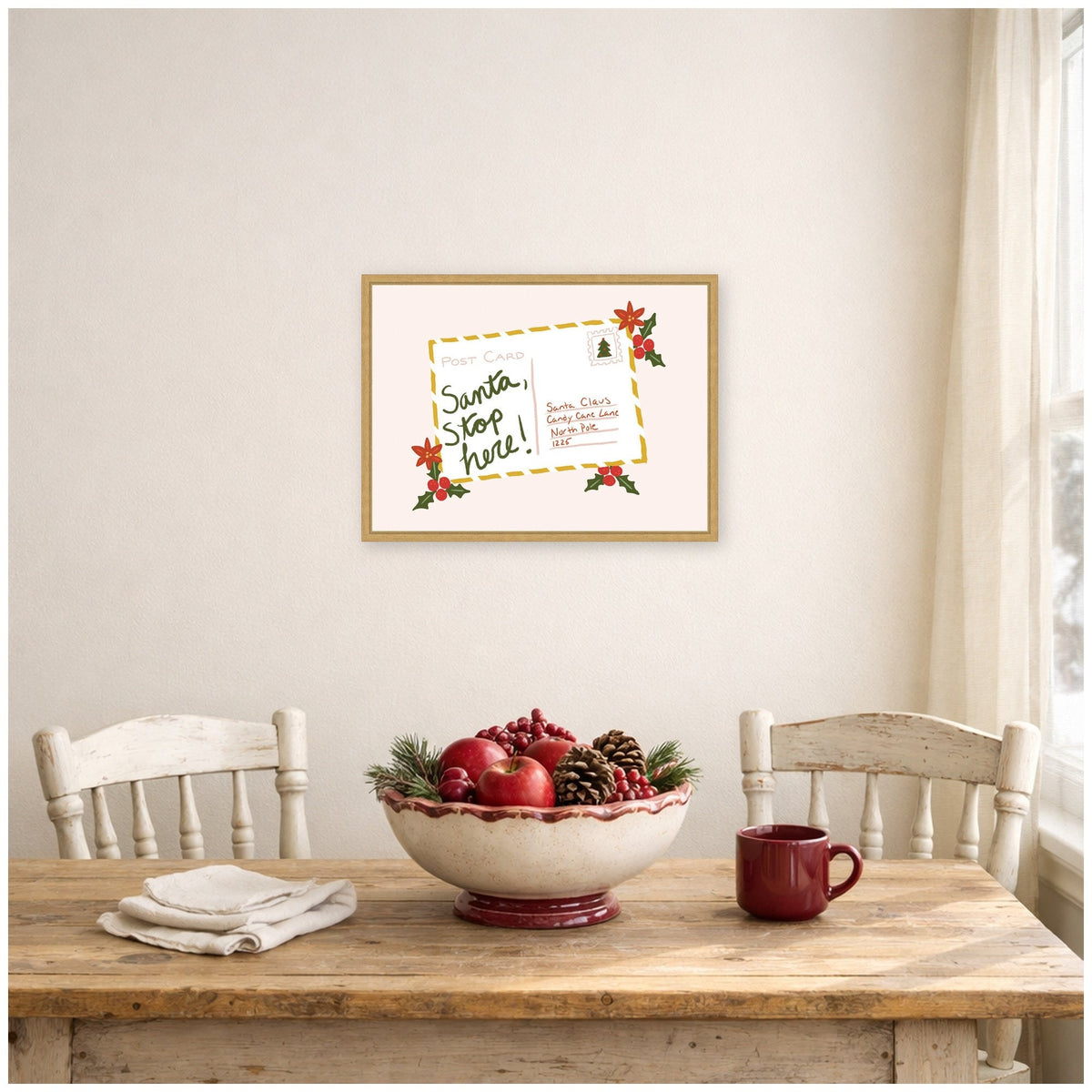 Santa Stop Here by Leonora Jennifer Framed Canvas Wall Art Print