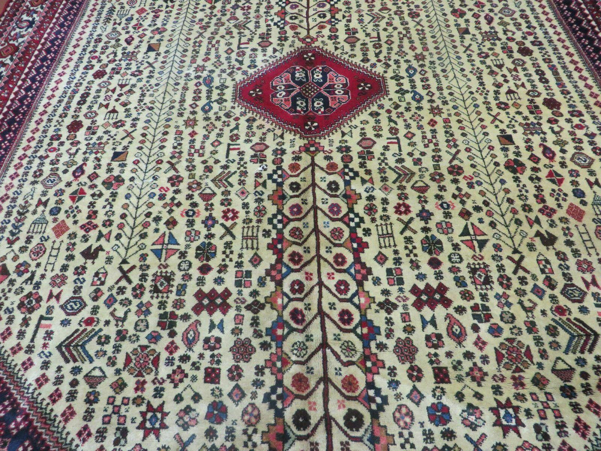7' X 10' Vintage Handmade Indian Floral Wool Rug Hand Knotted Carpet Ivory Red - Jewel Rugs, view 5