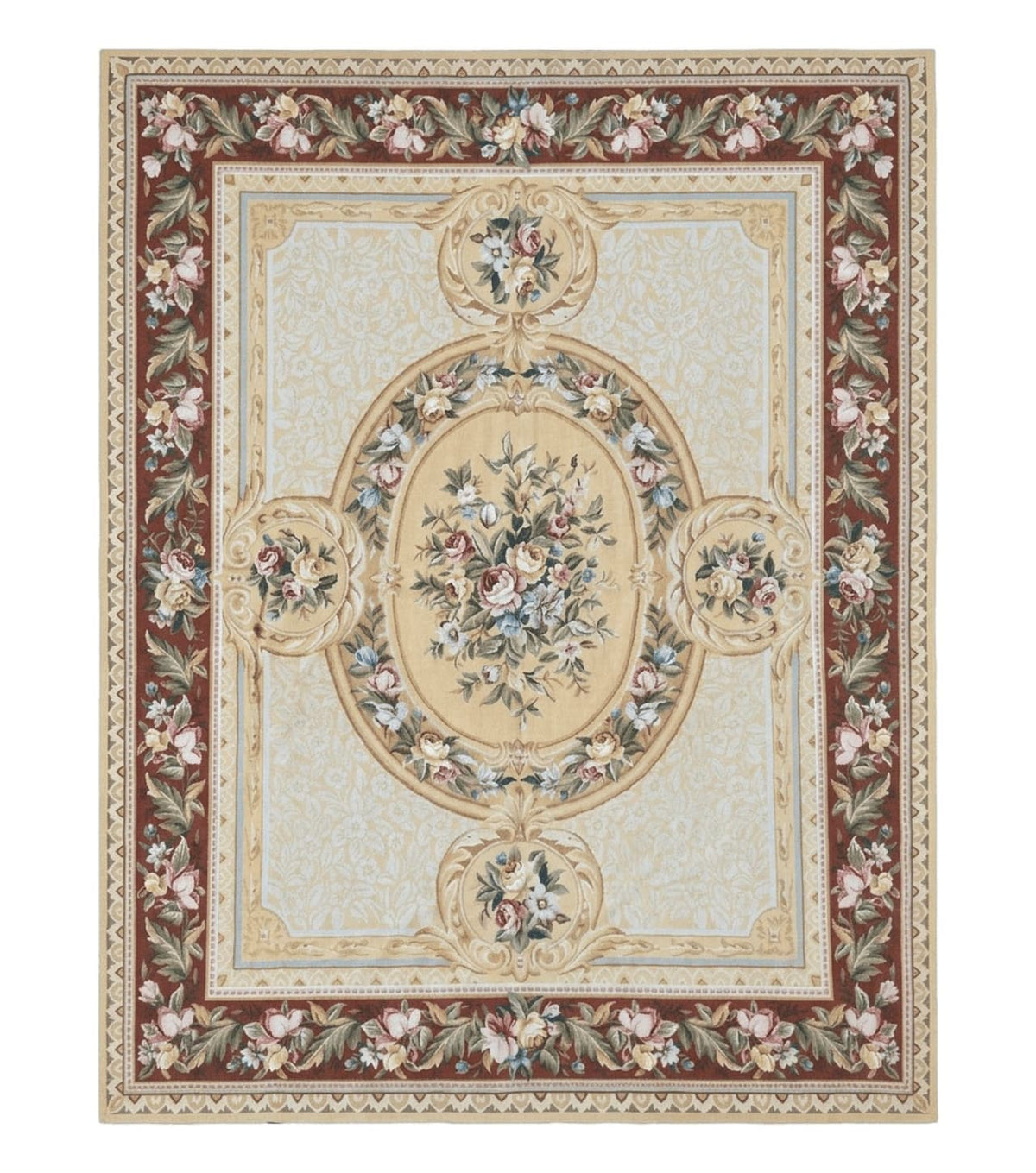 Needlepoint Rug 8x10, Aubusson Savonnerie European Carpet, Floral, Elegant - Jewel Rugs