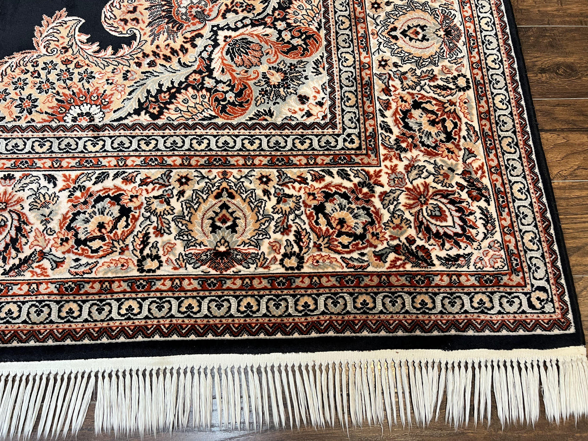 Karastan Rug 10x13, Karastan Ebony Kirman Rug, Room SIzed Wool Pile Vintage Karastan Carpet, Belgium Power Loomed Rug, Black Semi Open Field - Jewel Rugs, view 9