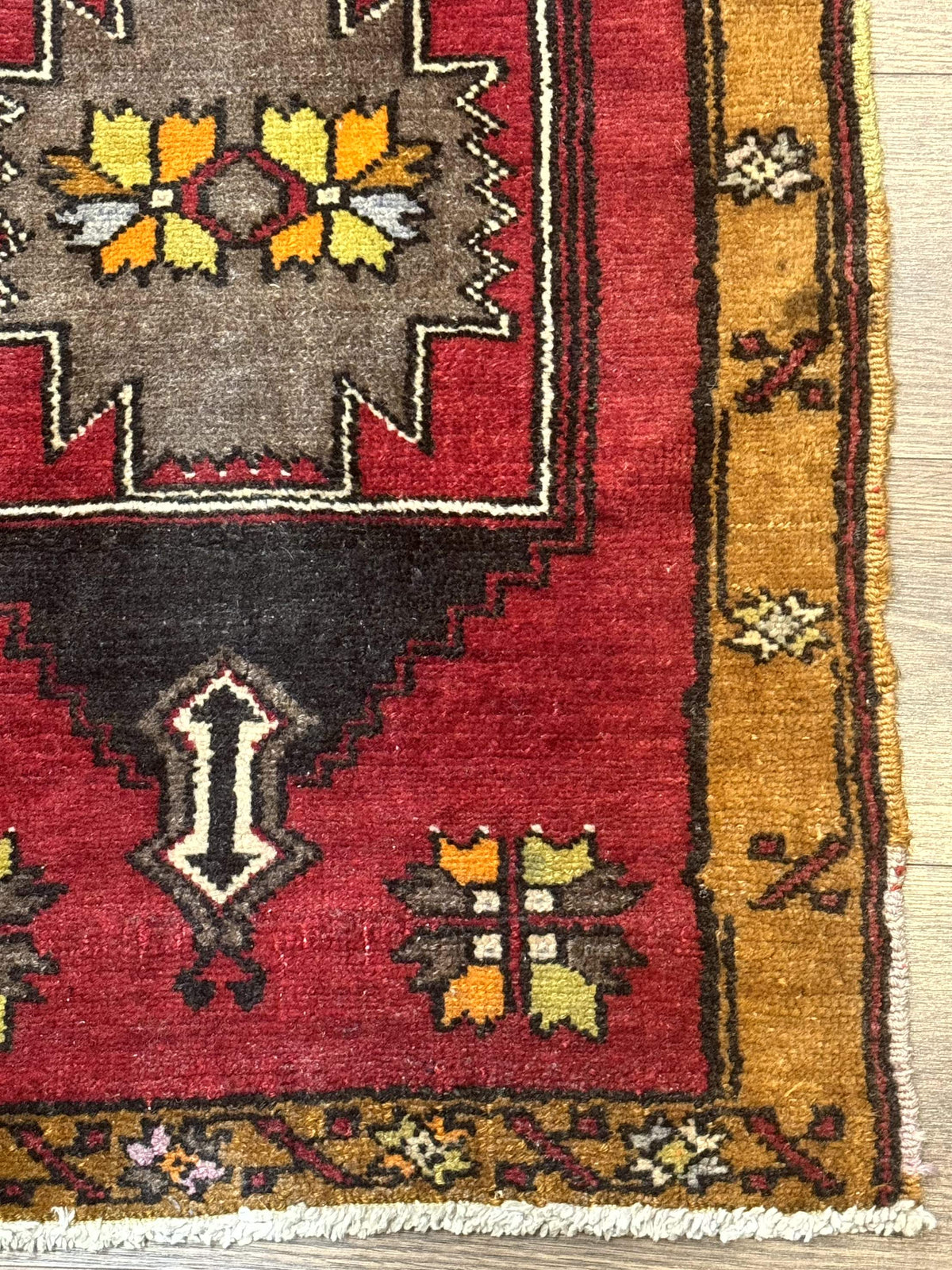 Turkish Yastik Rug 2x3, Geometric Medallion, Small Turkish Wool Rug, Red - Jewel Rugs, view 10
