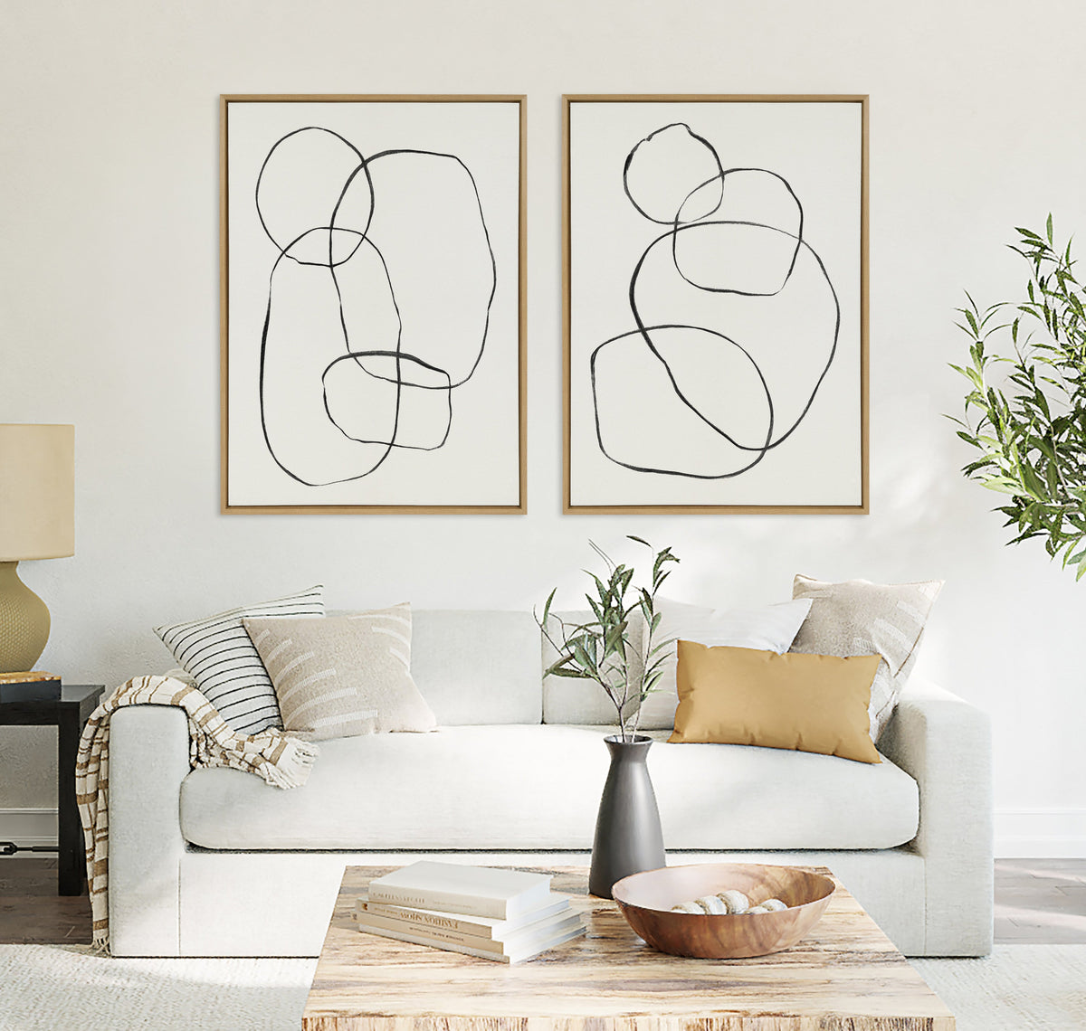Sylvie Going in Circles Framed Textured Canvas Set by Teju Reval
