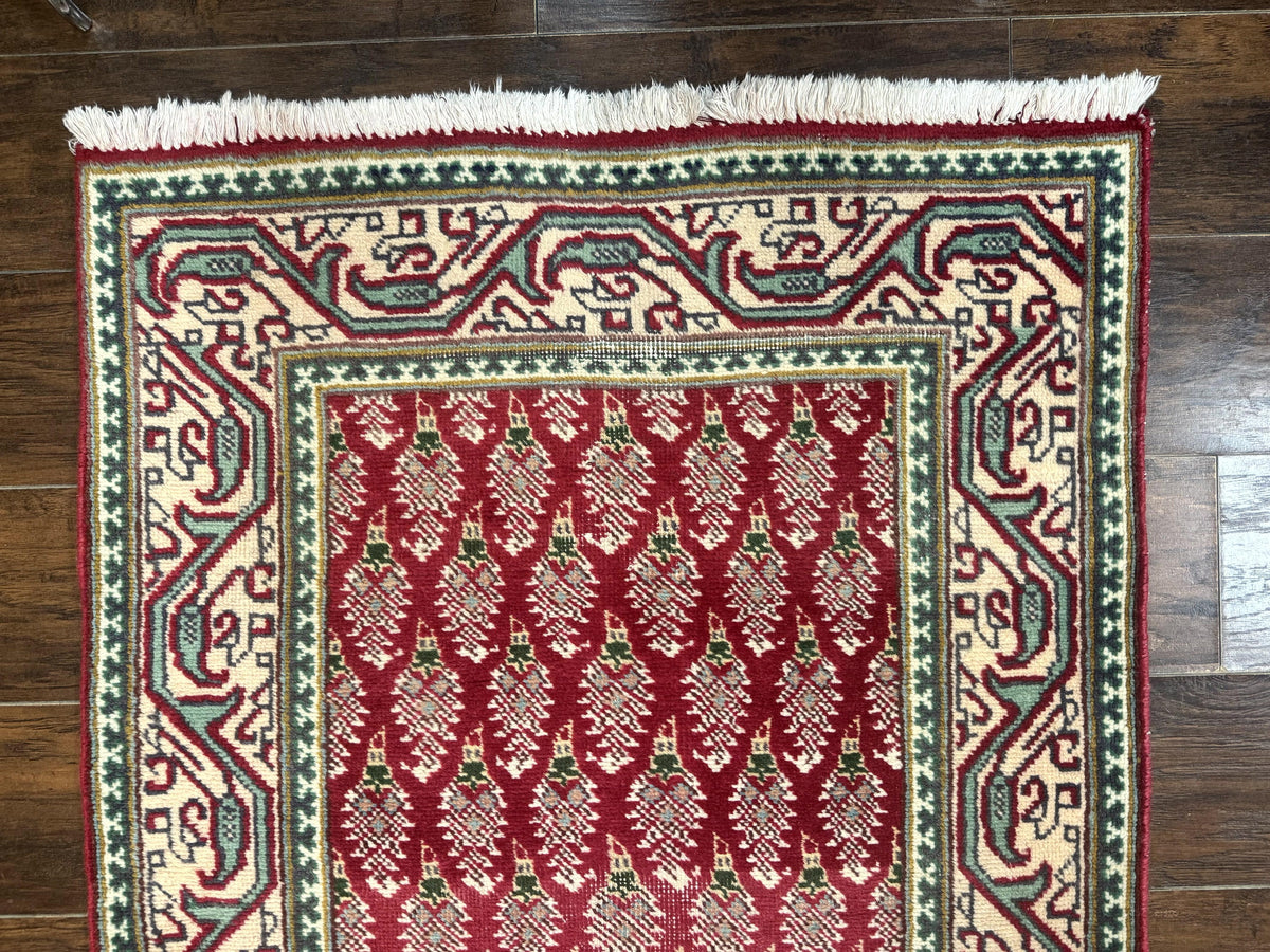 Persian Tabriz Runner Rug 3x16, Paisley Boteh Design, Red and Cream, Rug for Hallway, 16ft Wool Runner - Jewel Rugs, view 4