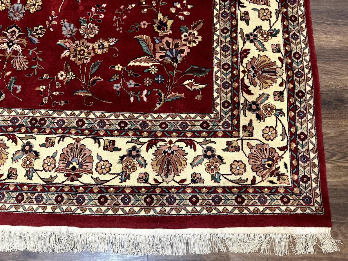 Indo Persian Rug 8x10, Red and Cream, Floral, Pande Cameron - Jewel Rugs, view 10