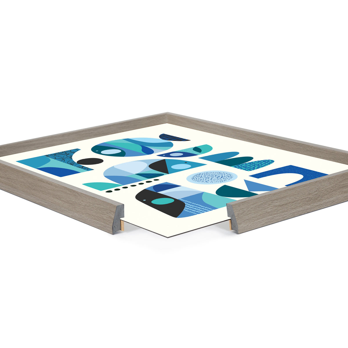 Blake Mid Century Fish Blue Framed Printed Glass by Rachel Lee of My Dream Wall