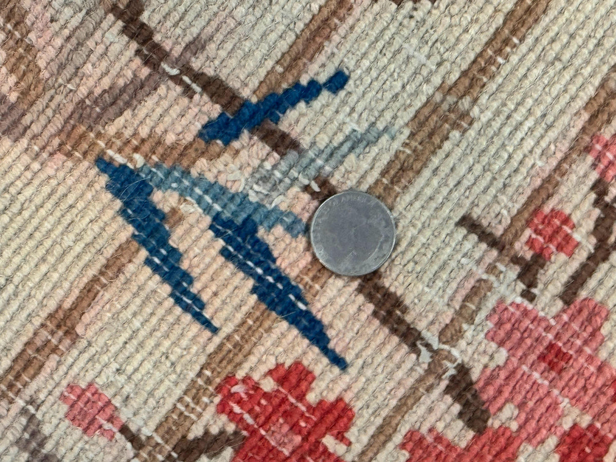 Antique Chinese Oval Rug 3.9 x 6.7, Floral, Butterflies, Chinese Wool Art Deco Peking Carpet, Beige, Handmade - Jewel Rugs, view 9