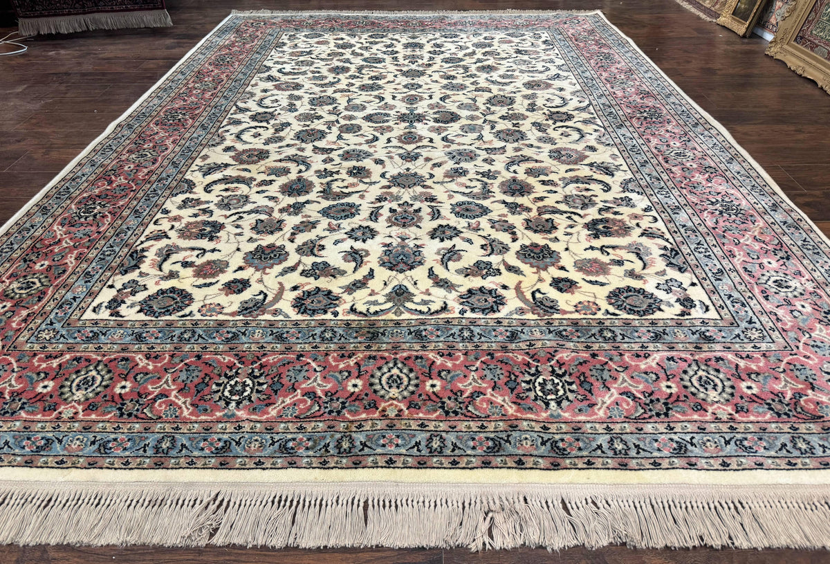 Karastan Rug 8.8 x 12, Ivory Rose Kashan #768, Wool Pile Karastan Carpet, Original 700 Series, Rare, Discontinued, Vintage - Jewel Rugs