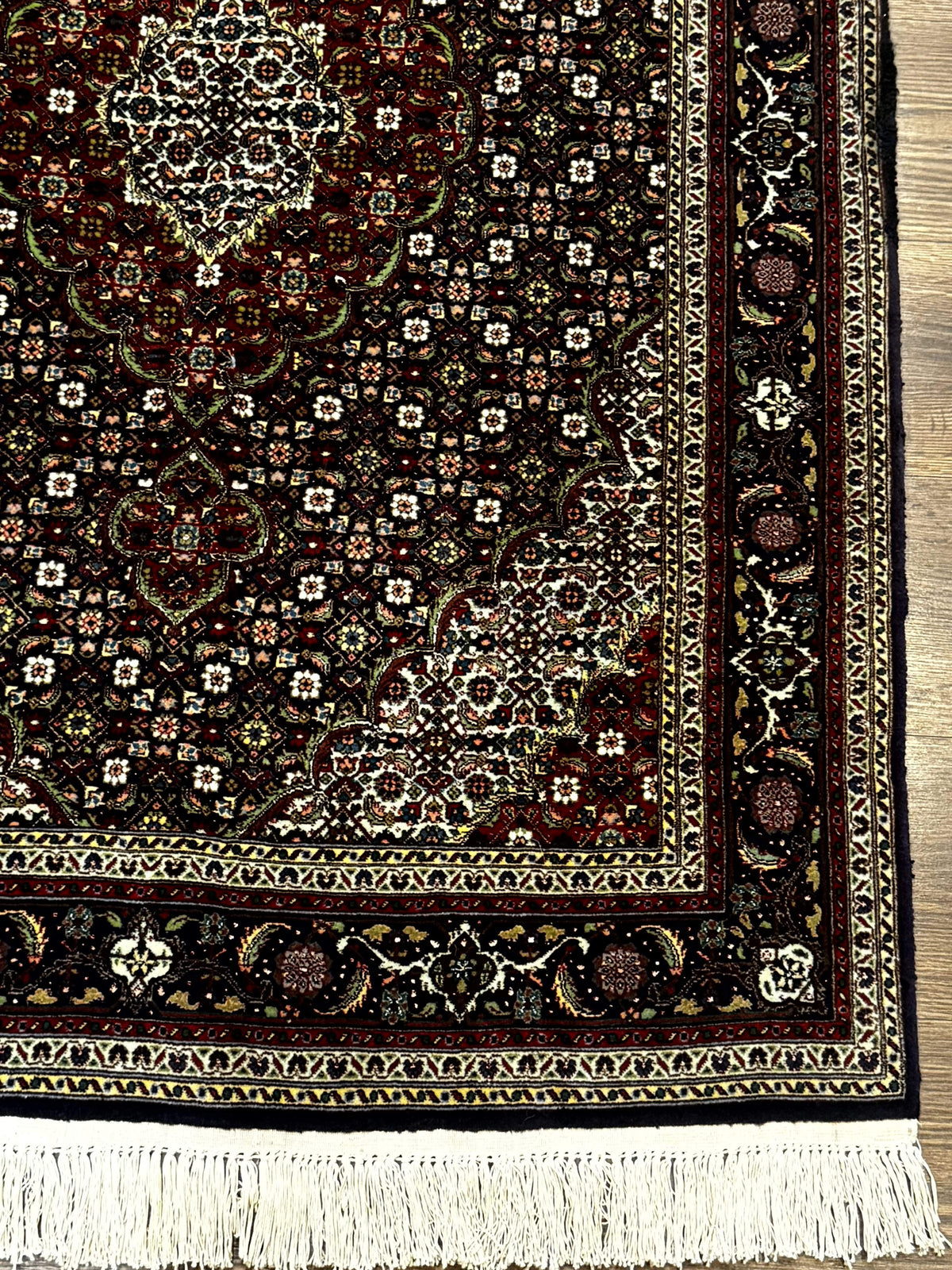 Persian Tabriz Rug 3x5, Wool on Silk Foundation, Very Fine 550 KPSI, Dark Navy Blue - Jewel Rugs, view 9