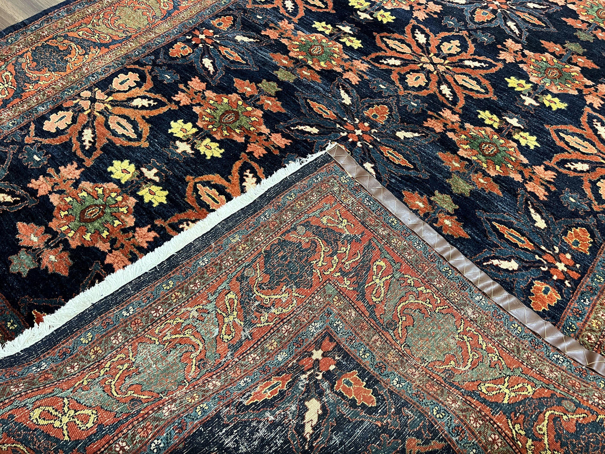 Wonderful Persian Rug 7x10, Navy Blue and Red, Allover Floral Pattern, Bidjar Carpet, Authentic Oriental Rug 7 x 10, Wool Hand Knotted Rug - Jewel Rugs, view 11