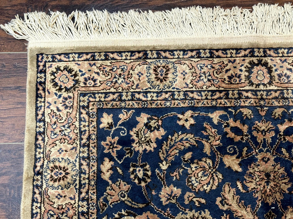 Vintage Art Silk Rug 3x4, Traditional Oriental Persian Design Rug, Belgium Power Loomed Rug, Navy Blue - Jewel Rugs, view 7