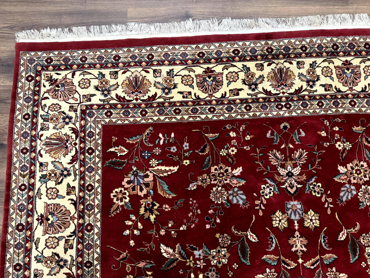 Indo Persian Rug 8x10, Red and Cream, Floral, Pande Cameron - Jewel Rugs, view 7