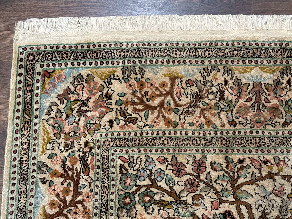Indian Kashmiri Silk Rug 4x7, Tree of Life Design, Very Fine 380 KPSI, Birds - Jewel Rugs, view 7