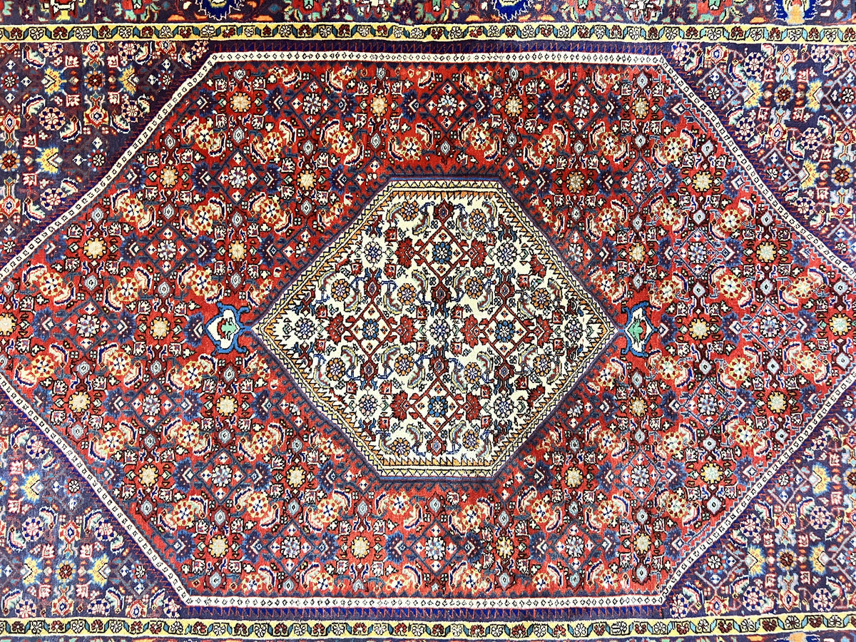 Persian Bidjar Rug 4x6, Handmade Oriental Carpet, Fine Weave, Herati Mahi Pattern, Vintage, Red, 300 KPSI - Jewel Rugs, view 4