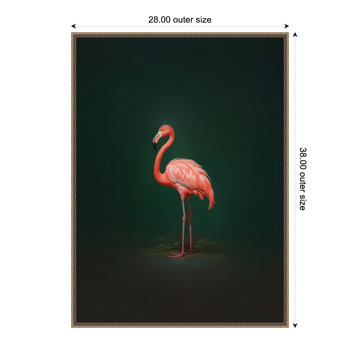 Flamingo Side View Rich Green Backdrop by The Creative Bunch Studio Framed Canvas Wall Art Print