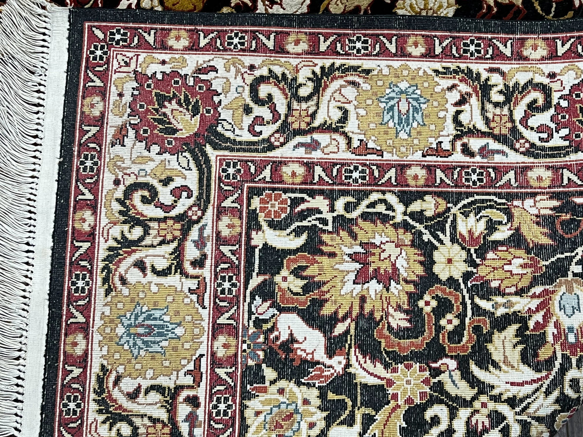 Sino Persian Silk Rug 3x5 Oriental Carpet 3 x 5 Fine Silk Rug, Black Ivory Gold, Animal Motifs, Flowers, High Quality, Vintage Silk Rug Wow - Jewel Rugs, view 10