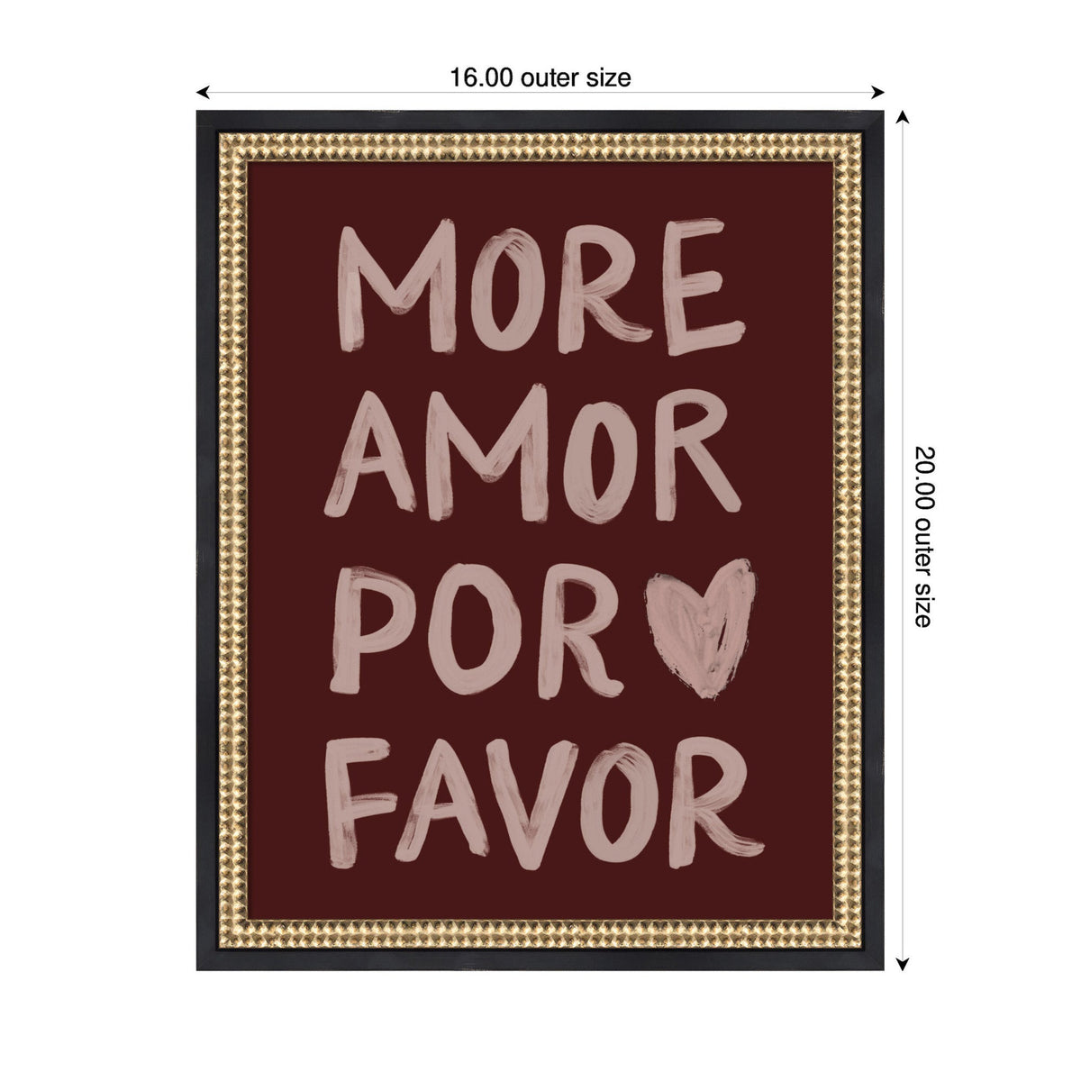 More Amor Por Favor Hand Painted Typography Maroon by Lucky Guava Framed Wall Art Print